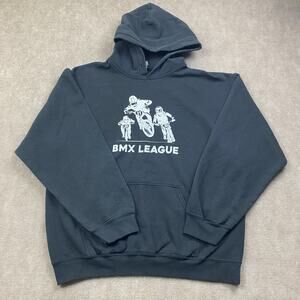 BMX League Hoodie Mens Large Black Graphic Sweatshirt